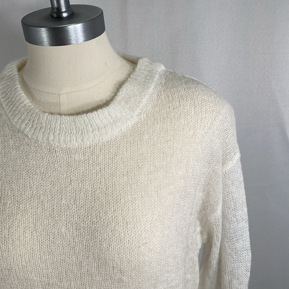 Zenana open weave ivory sweater sexy lightweight mohair blend snow bunny medium - Picture 3 of 8